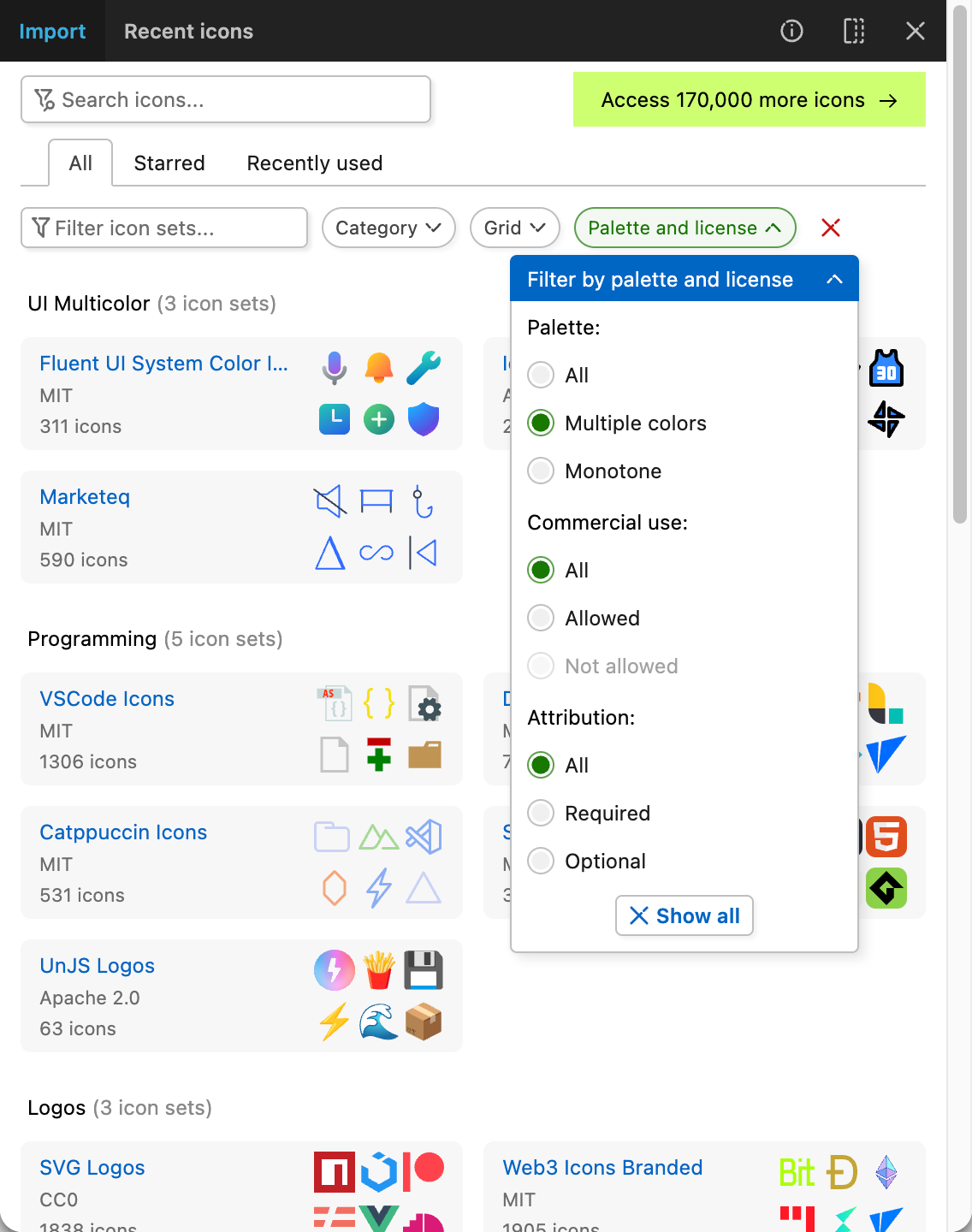 Iconify for Figma: advanced filters