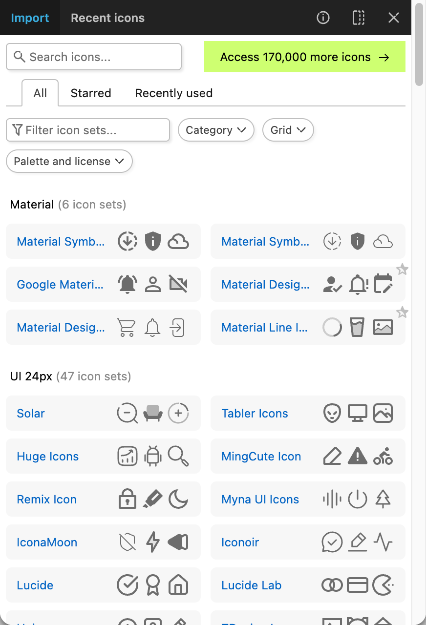 Iconify for Figma: compact mode