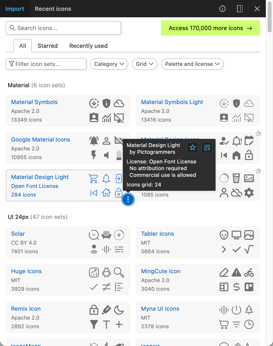 Iconify for Figma: star an icon set