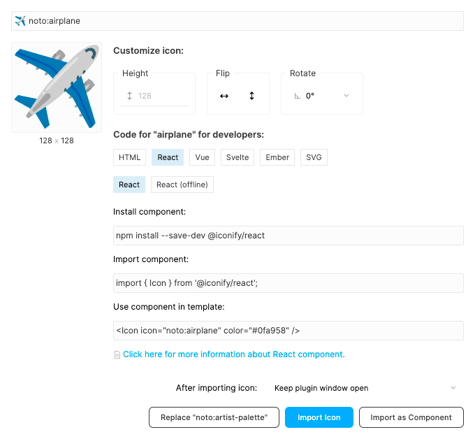 Iconify for Figma: icon code