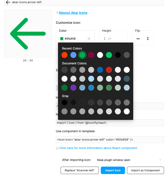 Iconify for Figma: color picker