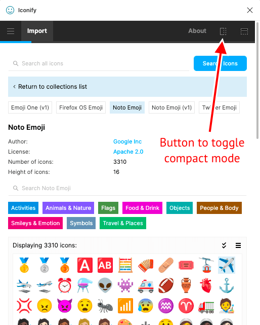 Iconify for Figma: compact mode