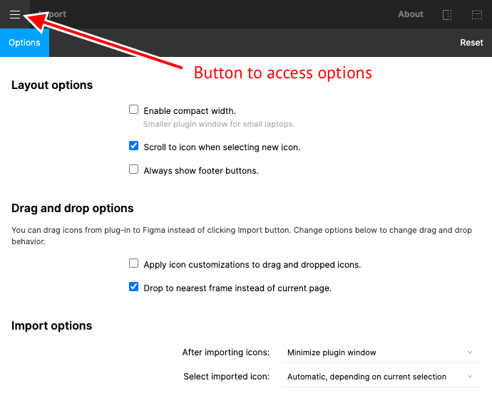 Iconify for Figma: options