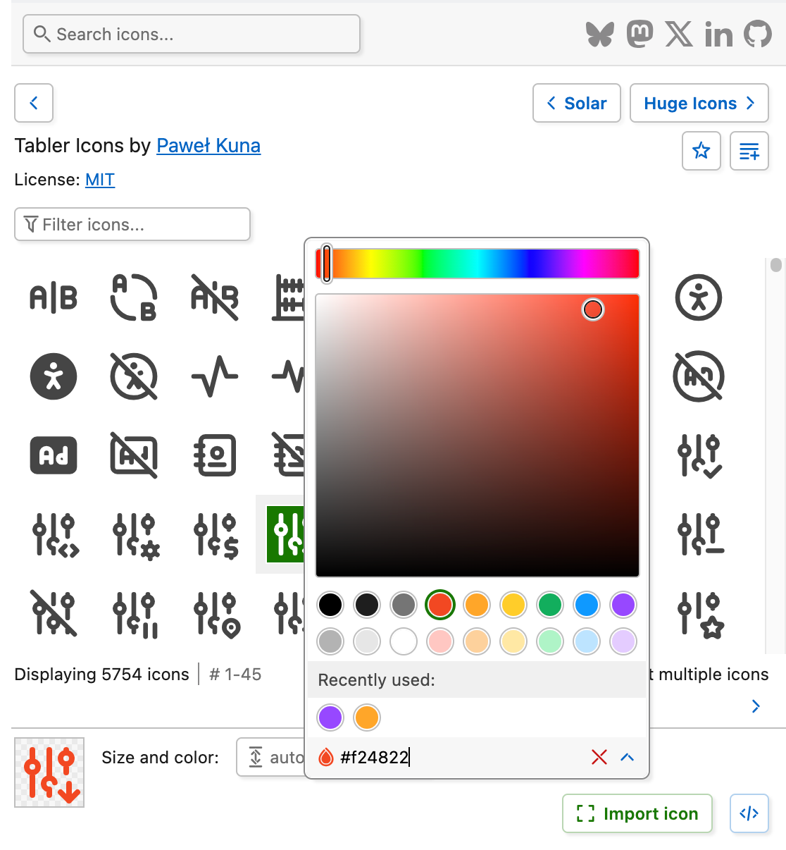 Iconify for Penpot: color picker