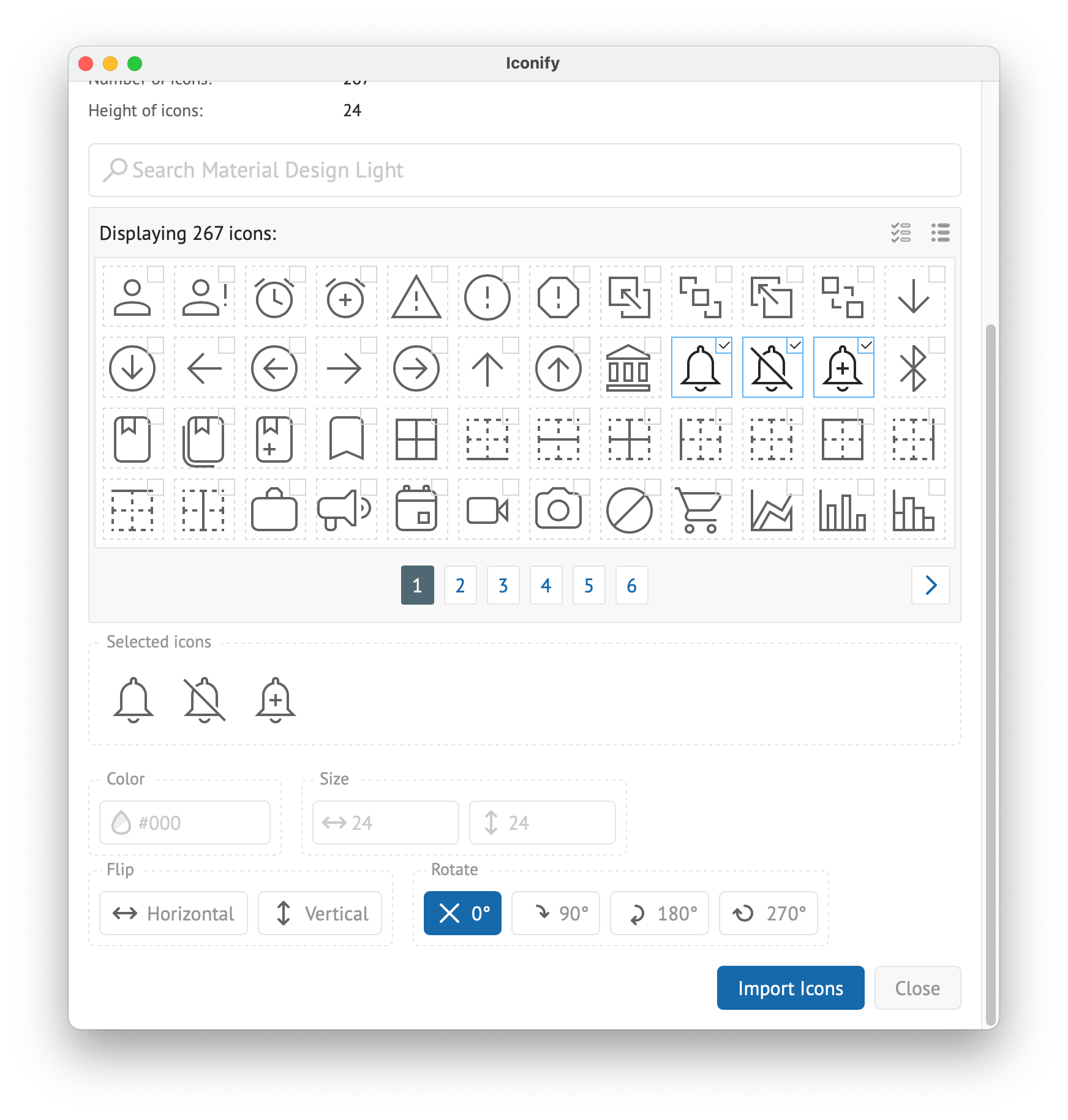 Iconify for Sketch: browsing icons set